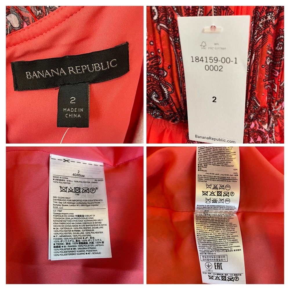 Banana Republic NWT Fire Coral Paisley Strappy Tiered Midi Dress - Size “2” - Picture 6 of 6